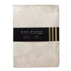 MAX STUDIO 60" x 140" Shimmer Harvest Pumpkin Thanksgiving Tablecloth Champagne